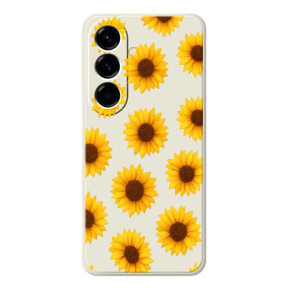 

For Samsung Galaxy A56 5G Case Sunflowers Pattern Printing Straight Edge TPU Phone Back Cover Beige