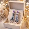 Zircon Crystal Studded Earrings Ethnic Style Pendant Earrings Fashionable Women Earrings  Banquets