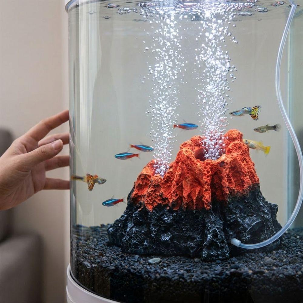 Natural Style Volcano Oxygen Pump Decor Resin Fish Tank Air Pump Volcano Mini Aquarium