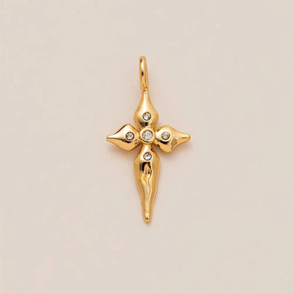 Colorful Enamel Retro Pendant with Cowboy Boots, Horseshoe, and Cross Charms in 18K Gold Copper
