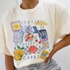 T-shirt Graphique Capri Italie Rétro Drôle Chemise Vacances Fruits de Mer Manches Courtes Col Rond Haut Décontracté Vêtements pour Femmes