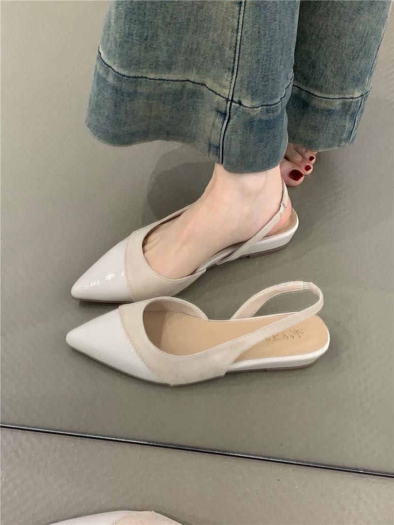 

Gentle fairy wedge heels single shoes 2025 new French temperament elegant suede pointed head shallow mouth rear empty commuter shoes 35 абрикосовый