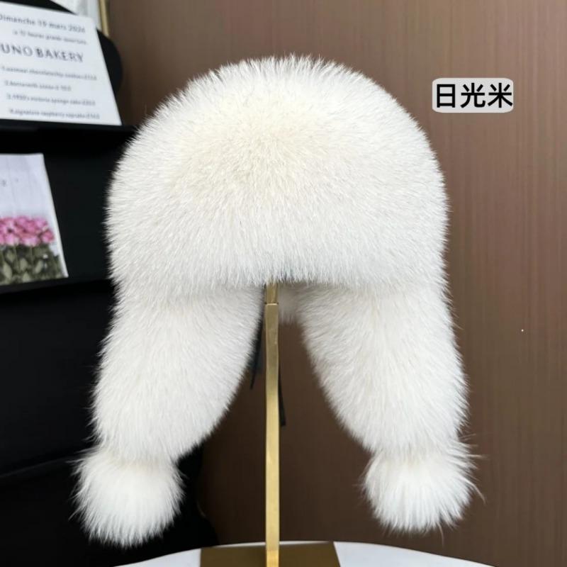 

Женская шапка-ушанка из лисьего меха, защищающая уши, модная, роскошная шапка-бомбер из натурального лисьего меха, зимняя уличная шапка из мягкой овчины для девочек 53cm-60cm