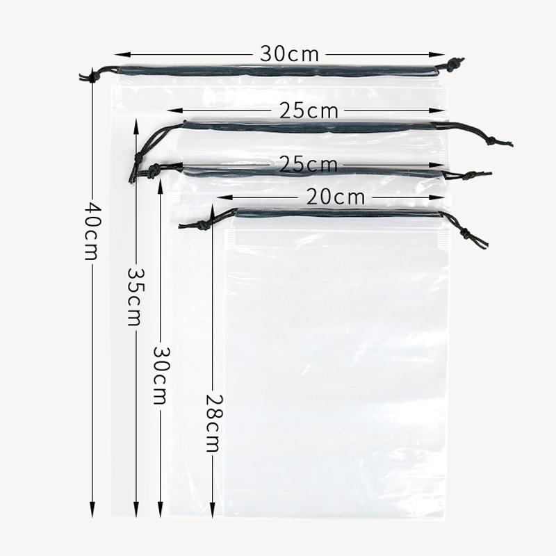 

Transparent Frosted PE Drawstring Pocket Home Travel Packaging Bags Washing Towel Toy Organizing Storage Bag Waterproof Wear-resistant Durable Pocket 20x28cm 50pcs