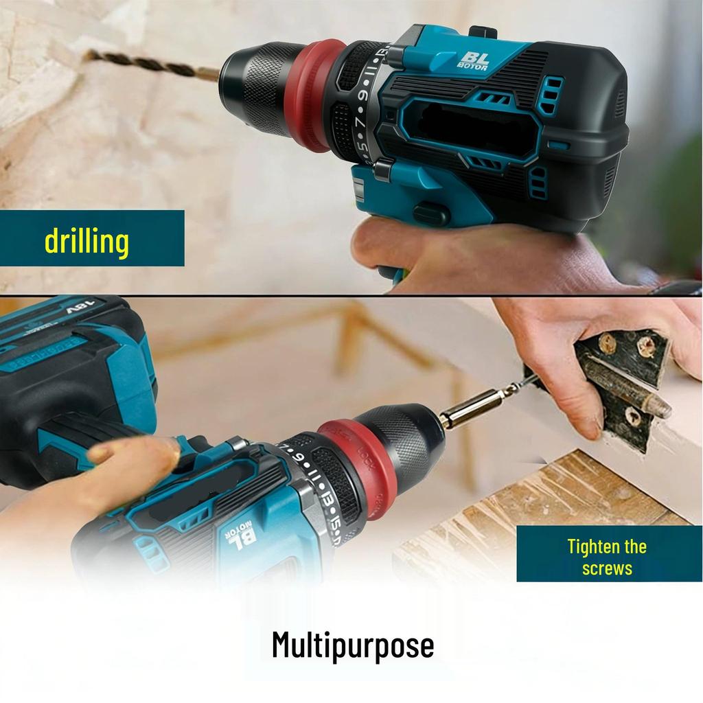 Brushless Lithium Battery Electric Drill with 48-Hour Shipping