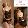 Women's Lace Sheer Deep V Cami Sleepwear with Tie Robe for Summer