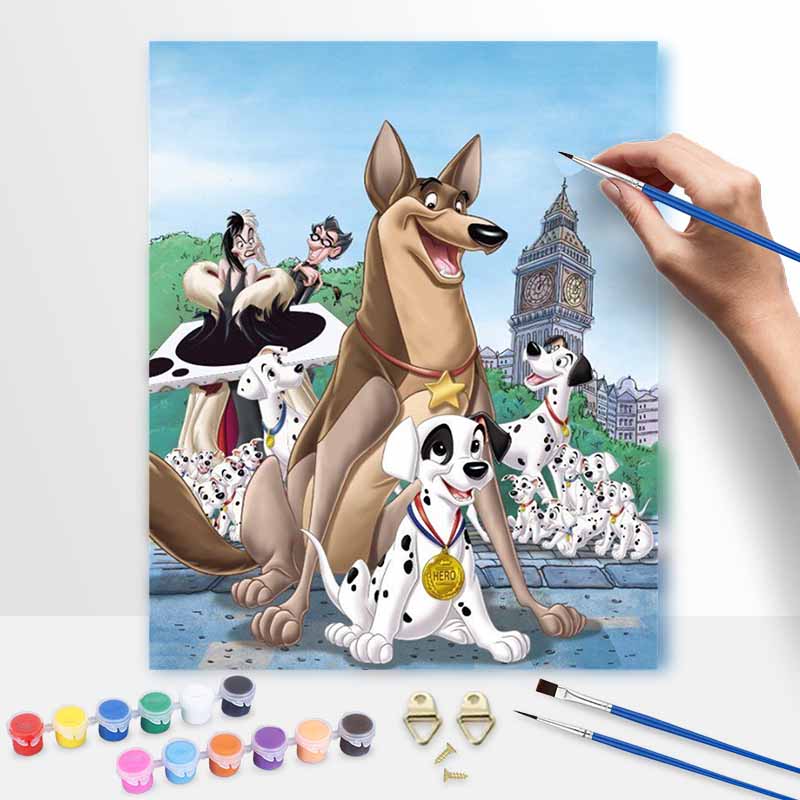 Disney 101 Dalmatians Painting Kit London Landmark Dog Character Home Decor Gift 20x30cm