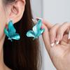 Elegant Blue Butterfly Silver Needle Earrings for Women - Unique, Classical Temperament Stud Jewelry