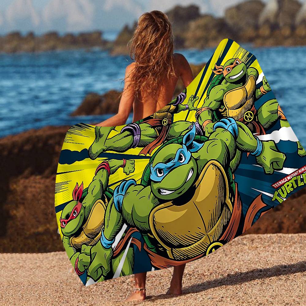 Cartoon N-Ninja Turtles Microfiber Printed Beach Towel Mountain Climbing Yoga Beach Swimming Running Absorbent Soft Towel
