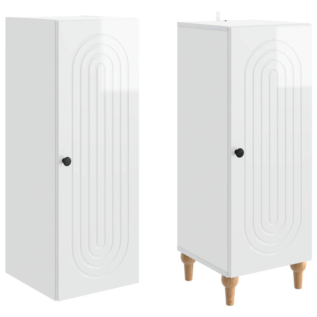 Cabinet Set 2 pcs High Gloss White Particleboard