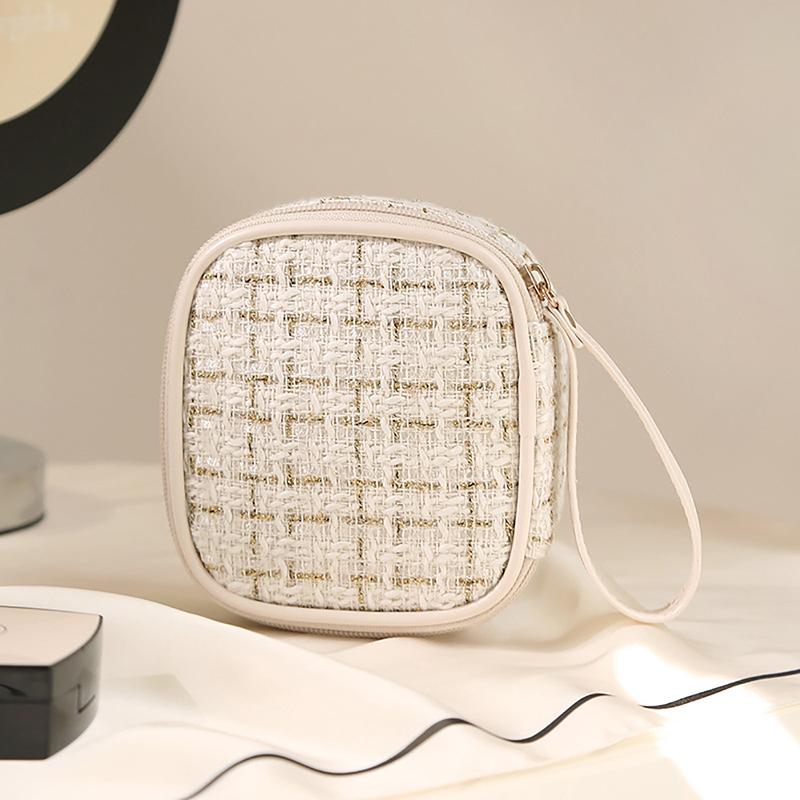 

Портативные женские мини-косметички для девочек, косметички для хранения помад, многофункциональные дорожные сумки для хранения для улицы бежевый