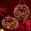 Christmas Tree Hanging Decor 2Pcs Pearl Diamond Ornament Set 2D Acrylic Glitter Charms with Ribbon Festive Pendant for Holiday Party Seasonal Home