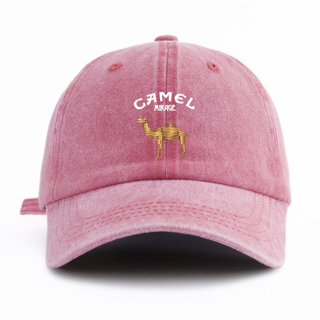 1pc CAMEL Print Washed Baseball Cap for Adults,Minimalist Retro Style Casual Soft Adjustable Dad Hat,Perfect As Gift