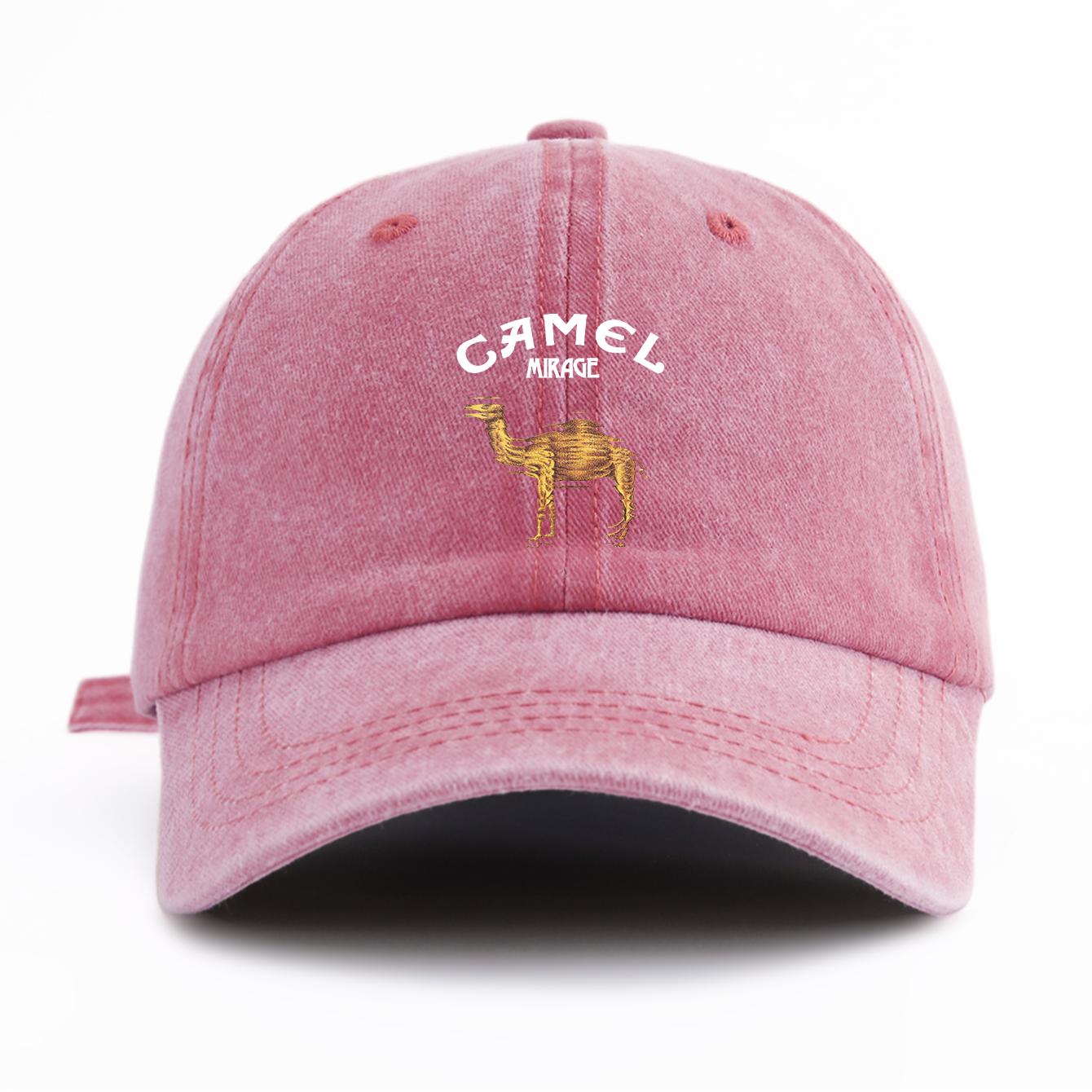 Freedom Outdoors 1 stuks CAMEL Print Gewassen Baseballpet voor Volwassenen, Minimalistische Retro Stijl Casual Zachte Verstelbare Papa Hoed, Perfect Als Cadeau roze