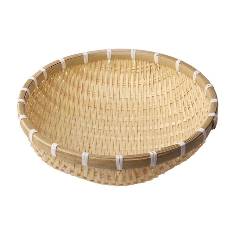 Natural Handwoven Bamboos Storage Basket for Multipurpose Kitchen Use Fruit and Nut Container with Nonslip Bottom
