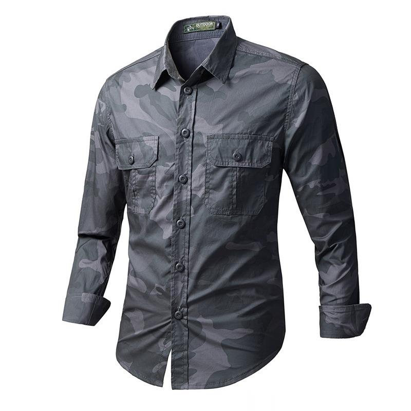 Men S Long Sleeve Loose Cotton Work Shirt Casual Outdoor