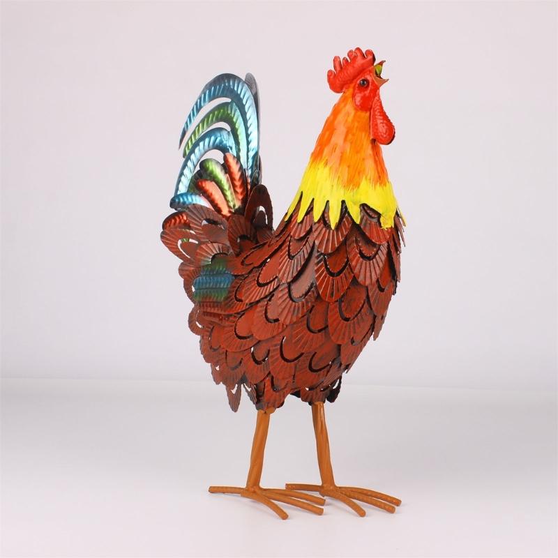 Chicken Statue Decors Rooster Sculpture Modern Art Table Centerpieces Crafts Metal Sculpture Gifts Lawn Ornaments