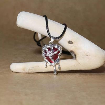 Vintage Red Love Heart Cross Pendant Snake Chain Necklace for Women Men Halloween Aesthetic Gothic Rave Jewelry Accessories