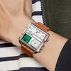 Mark Fairwhale Men's Geometric Retro Square Watch with Genuine Leather and Alloy