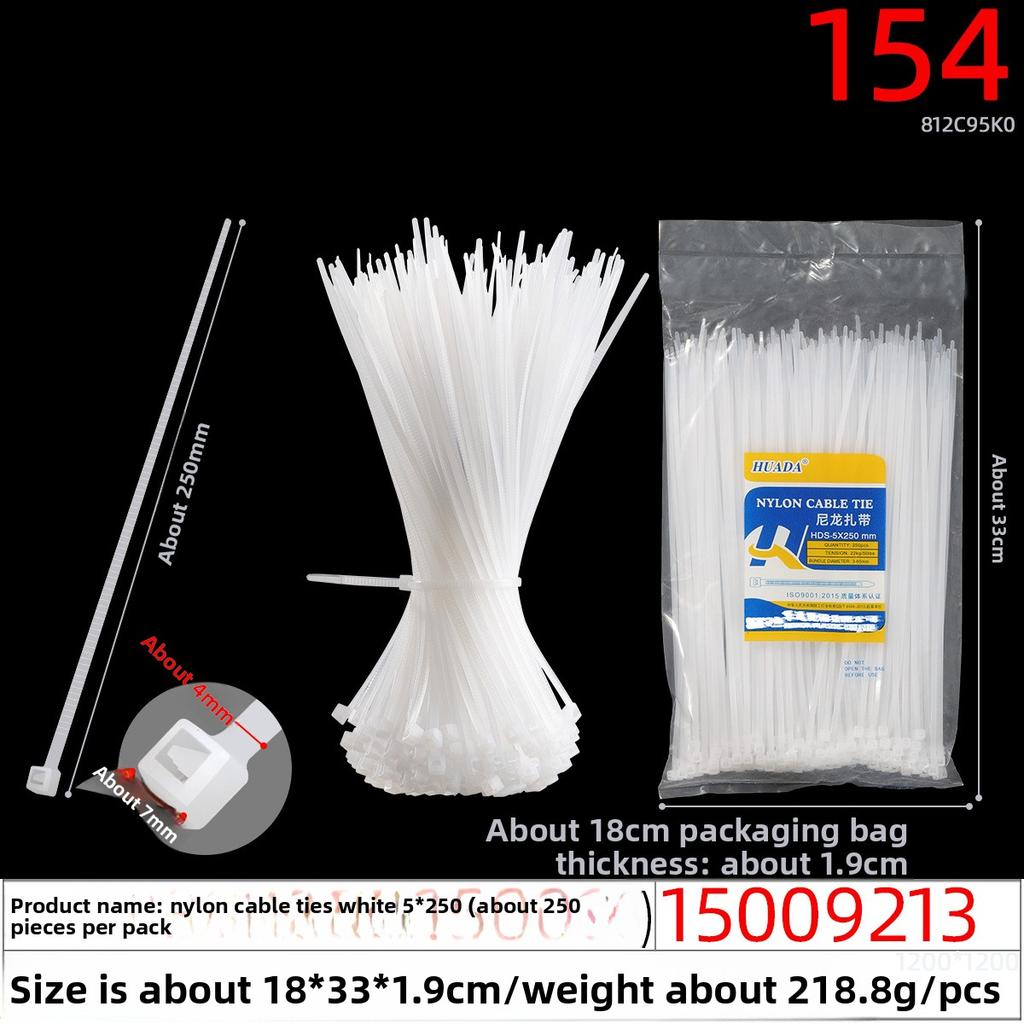 Large White Nylon Cable Ties of 4*150*4*200*5*250*3*60*3*80