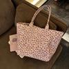 Pink Canvas Tote Bag Cloth Nylon Handbag Fashion Leopard Print Shoulder Bag  Girl