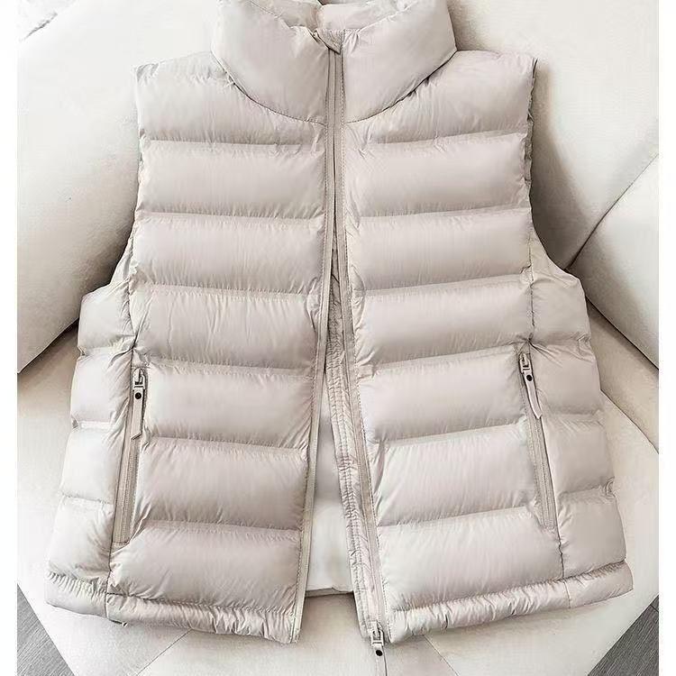 Winter Women Warm Padded Short Down Cotton Vest Stand Collar Loose Outwear Sleeveless Puffer Waistcoat for Casual