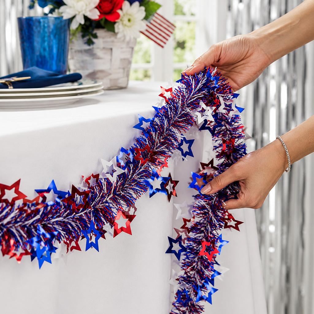 2 Meter Hollow Star Garland Streamer Party Decoration Tinsel Strip for Event Ornament Indoor Outdoor Use