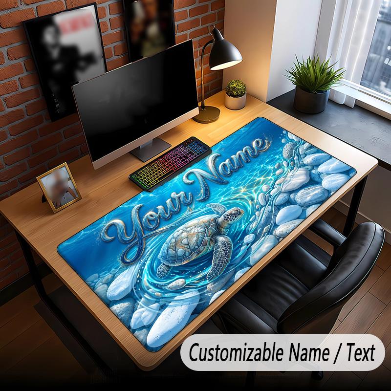 Fish Ocean Theme Custom Mouse Pad Personalized With Name Text Customized Desk Mat For Office Home Decor