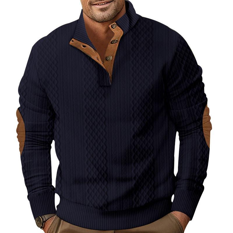 Lässiger Herren-Sweatshirt mit Strickjacquard-Stoff für Herbst-Winter-Mode