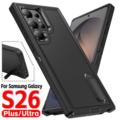 For Samsung Galaxy S26 Ultra S26 Plus S26 Phone Case with Stand 3in1 Anti-fall Heavy Duty Anti-Scratch Rugged Kickstand Cover