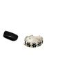 Black Glazed Vintage Floral Open Ring for Women – Elegant Statement Piece