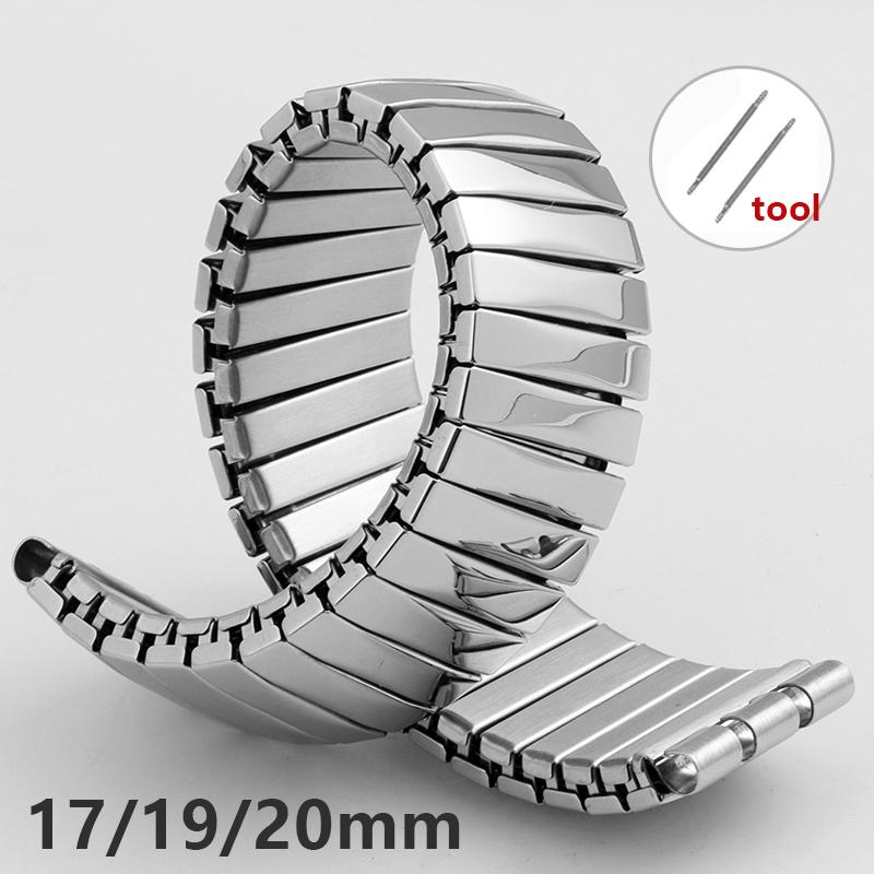 Elastic Stainless Steel Watch Strap for Swatch Watches Men Women Polished Matte Silver Metal Wrist Straps Replacement Bracelet