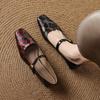 Krazing Pot Cow Skin Spring Summer Size 41 Thick Low Heels Women Square Toe Leopard Metal Buckle Shallow Pumps