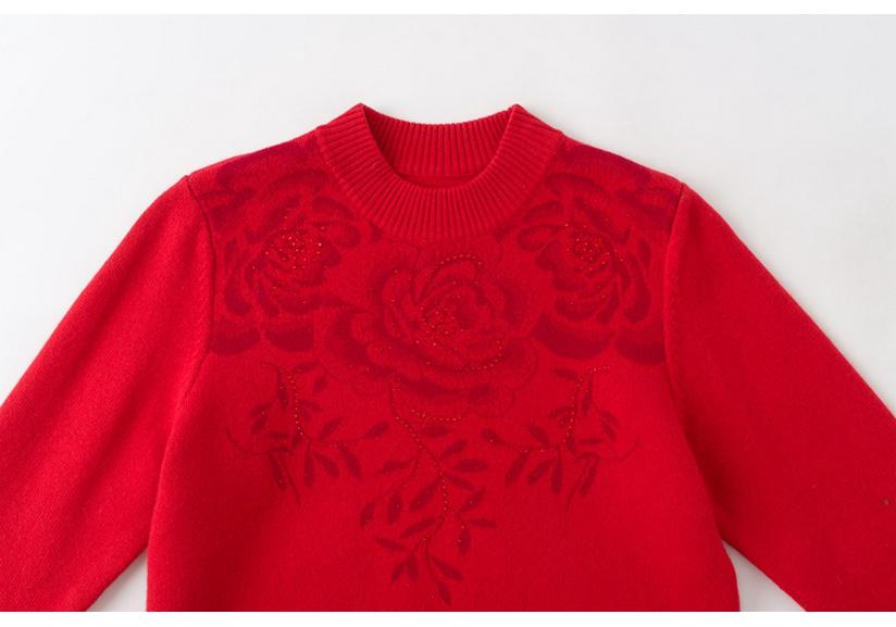Floral Plus Size Women's Warm Loose Sweater - Round Neck Knitwear for Autumn/Winter