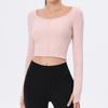 Womens Long Sleeve Yoga Top Athletic Workout Shirt Fitness Running Training Slim Fit Stretch Sports Bra