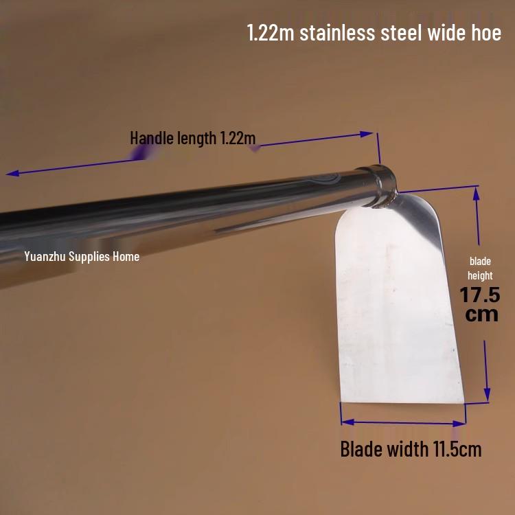 Stainless Steel Long-Handled Garden Rake & Hoe Tool for Weeding and Planting Hoe