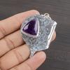 Natural African Amethyst Gemstone 925 Sterling Silver Jewelry  Pendant 2.09" AJP-2431
