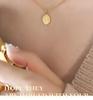 Leaf Oval Pendant Necklace for Women - Gold Plated, Fade-Resistant Titanium Steel