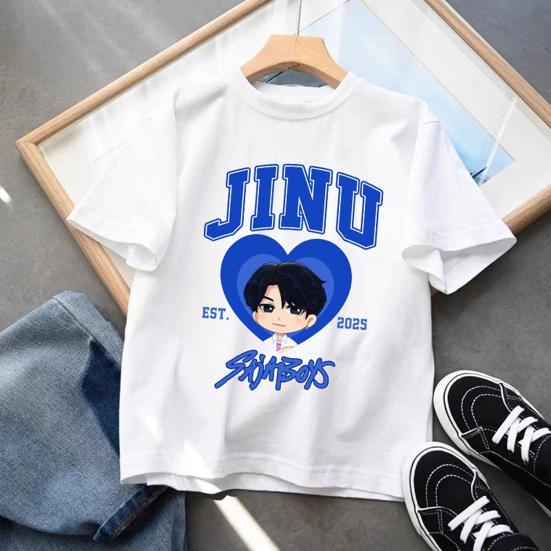 Kpop Demon Hunters Barneklær Kortarmet T-skjorte Søt K-pop Demon Hunters Tiger Harajuku T-skjorte for Gutter Jenter