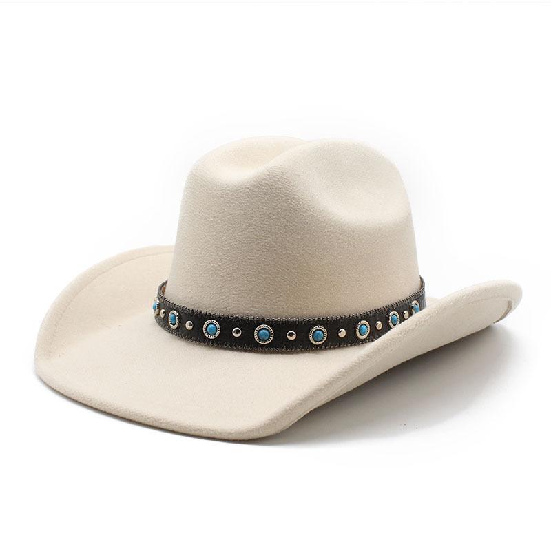 Ethnic Style Horseback Riding Belt Felt Hat Retro Top Hat Men'S And Women'S Woolen Denim Hat