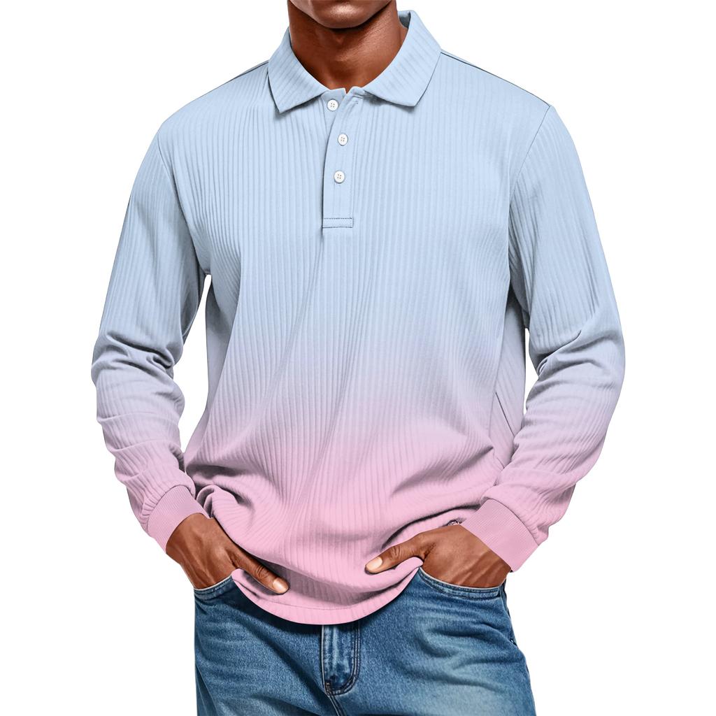 Men's Casual Style Solid Color Loose  Shirt Long-sleeved Top