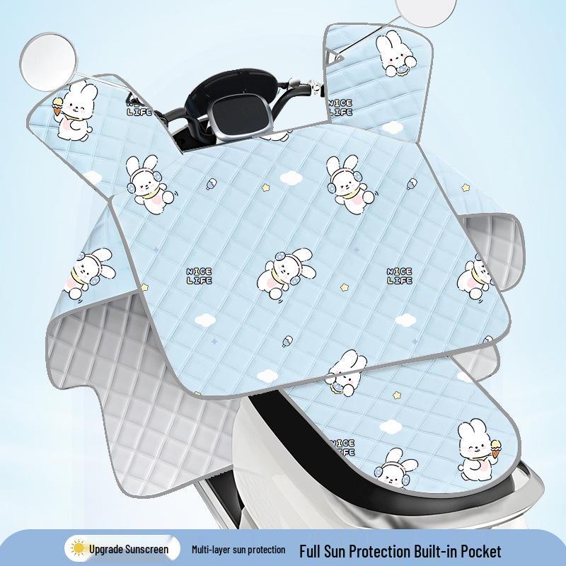 Summer Sunshade & Sun Protection EV Windshield & Handle Cover - Breathable, Oxford Cloth, Windproof for Electric Bicycles