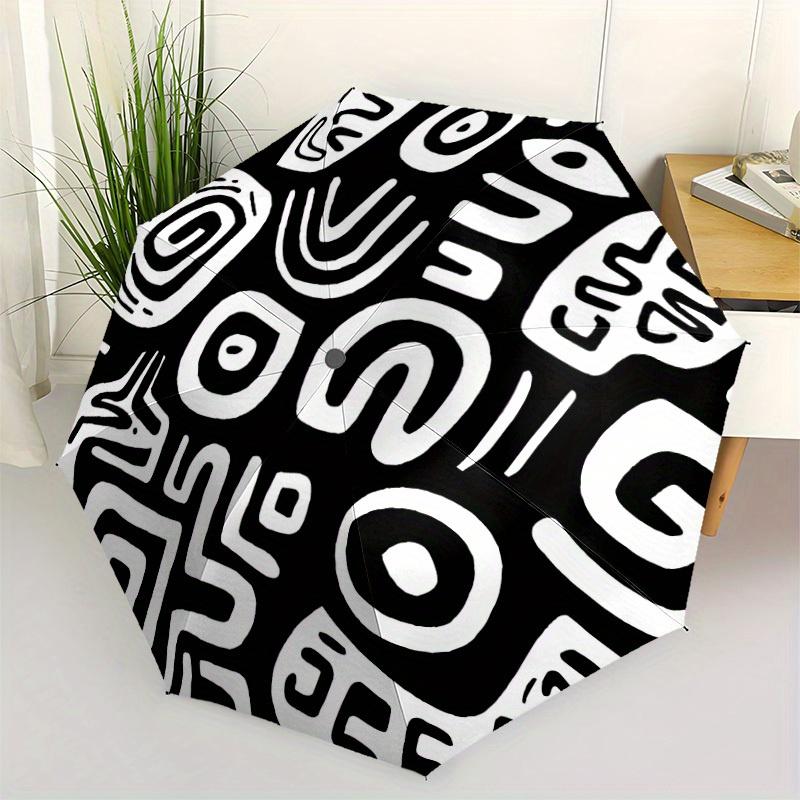 1pc Abstract Patterns Automatic Open 8-Rib Windproof Umbrella, Travel & Commuting, Suitable for All Seasons