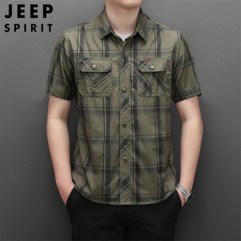 

JEEP SPIRIT Men s Casual Short-Sleeve Cotton Shirt XL/180