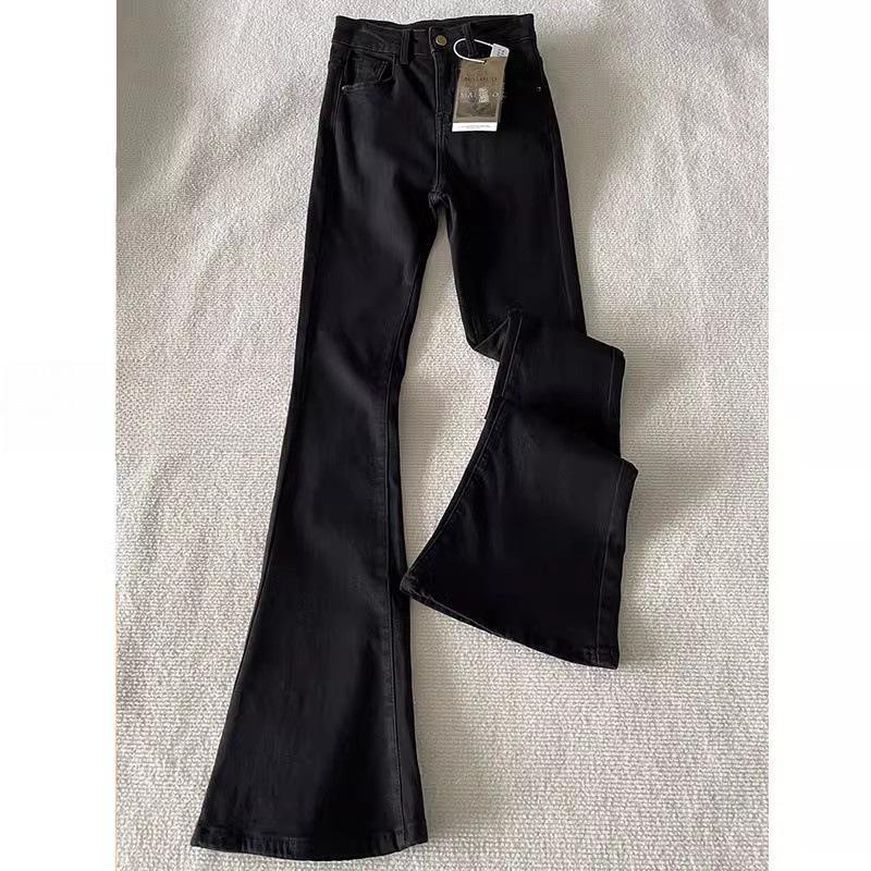 

2024 Autumn Women s Plus Size Black Micro Flare Slimming Stretch Jeans 2XL