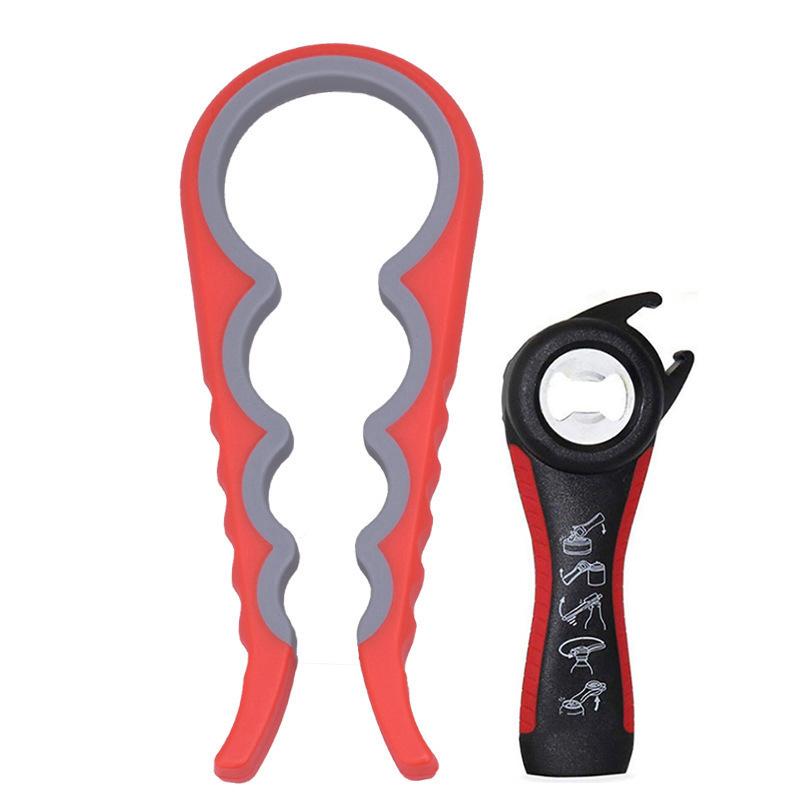 2 Stück/Set 5-in-1 Flaschenöffner Multifunktions-Glas-Dosenöffner-Set Angewendet auf Konserven für Bier-Getränkeflaschen Gutes Küchenwerkzeug