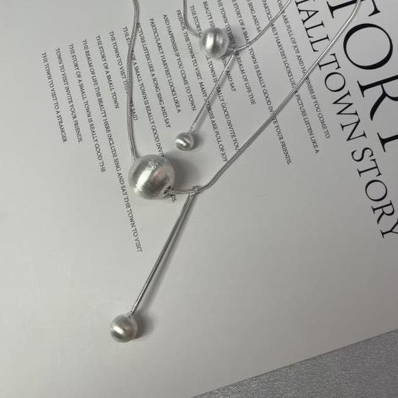Brushed Bead Fringed Necklace Female Simplicity High-End Sense Fashion Niche Design  Light Luxury Collarbone Chain Jewelry