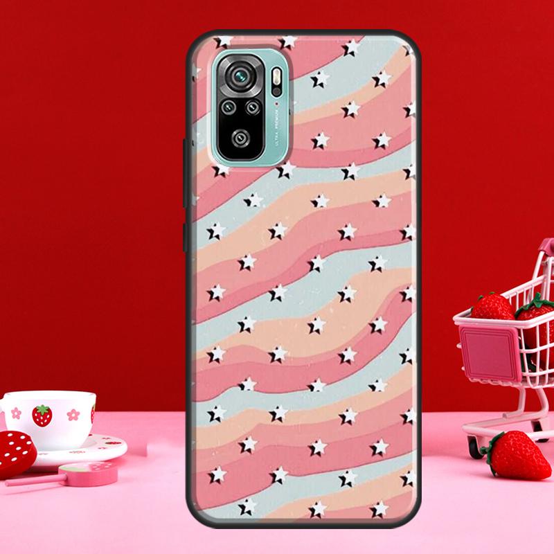 

preppy stars lightning pink For Xiaomi Redmi Note 8 9 10 11 Pro Note 10S 9S 11S Case For Redmi 9 10 9T 9A 9C Coque Redmi Note 11 Pro