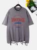 Vintage League Letter Prints Washed TShirts Women Cottontops Comfortable ONeck Oversize T Shirts Fashion Womans Streetwear