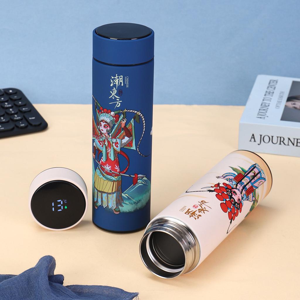 Guochao Stainless Steel Thermos Cup Annual Meeting Gifts Intelligent Temperature Display Business Straight Cup Tea Separation Direct Drinking Cup